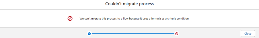 Error message - couldn't migrate process